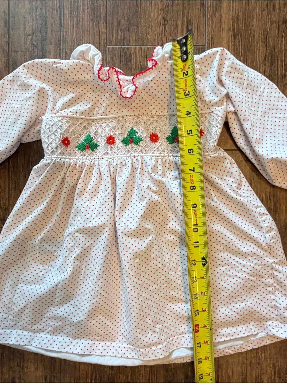 Smockingbird Baby Girls 18M White Red Polka Dot Smocked Christmas Dress